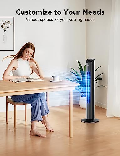 GoveeLife 36 inch Smart Tower Fan for Bedroom, Floor Fan for Home with Auto-Reflect 8 Speeds by Temperature, Oscillating Room Fan for Cooling Bedroom, 4 Modes and 24H Timer Works with APP and Alexa