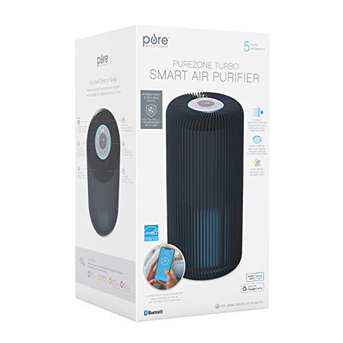 Pure Enrichment® PureZone™ Turbo Smart Air Purifier for Large Rooms (1050 sq. ft. in 30 min.) - Energy Star Rated, 5 Stage Filtration, Smartphone Compatible, Traps Germs, Smoke, & Dust (Graphite)