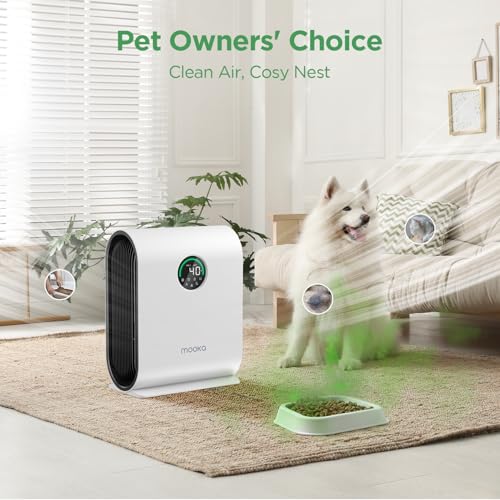 Air Purifier for Home Large Room Up to 2500 ft² with PM 2.5 Display Air Quality Sensors, MOOKA H13 HEPA Smart Large Air Purifier for Pets Dust Odor Smoke, Auto Mode, 15dB Sleep Mode for Bedroom, KJ217