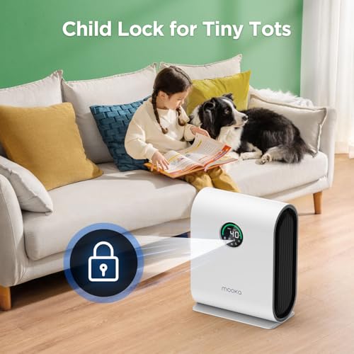 Air Purifier for Home Large Room Up to 2500 ft² with PM 2.5 Display Air Quality Sensors, MOOKA H13 HEPA Smart Large Air Purifier for Pets Dust Odor Smoke, Auto Mode, 15dB Sleep Mode for Bedroom, KJ217