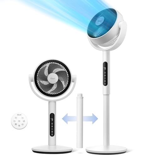 LEVOIT Standing Fan for Bedroom, 82ft CirculAir Oscillating Fan, 20dB, 908CFM Ultra-High Airflow Floor Fan, DC Motor, 9 Speeds, 4 Modes, Remote Control, Sensor, 9H Timer, Pedestal & Tabletop