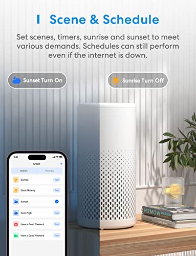 meross Smart WiFi Air Purifier for Home Supports Apple HomeKit, Alexa, Google Home and SmartThings, H13 True HEPA Filter 24dB Quiet Air Purifier, Pets, Smoke, Dust, Pollen, 2.4G Only
