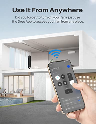 Dreo Smart Tower Fans for Home, 90° Oscillating Fan for Bedroom Indoors, Voice Control Floor Fan with 12H Timer, 42 Inch Quiet Bladeless Standing Fan with LED Display, Work with Alexa/Google