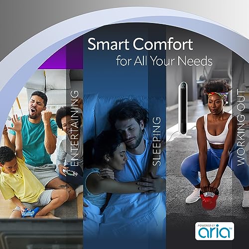 Lasko Smart Oscillating Tower Fan Powered by Aria, Wi-Fi Connected, Voice Controlled, Compatible with Alexa and Google Assistant, Timer, 5-Speeds, 40", White, T40735, Large