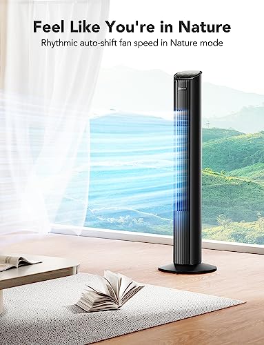 GoveeLife 36 inch Smart Tower Fan for Bedroom, Floor Fan for Home with Auto-Reflect 8 Speeds by Temperature, Oscillating Room Fan for Cooling Bedroom, 4 Modes and 24H Timer Works with APP and Alexa
