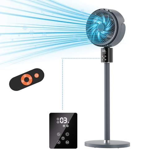 Standing Fan with Remote/Smart Touch,Oscillating Quiet Floor Fans for Home Bedroom,Adjustable Height,12H Timer,Tall Tabletop/Pedestal Fan for Cooling and Sleep,100ft Air Circulator Fan,3 Speeds