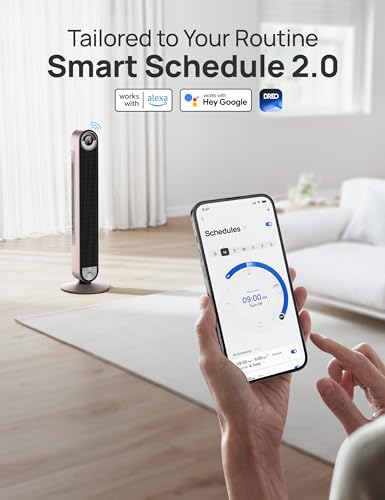 Dreo Smart Tower Fans for Home, 90° Oscillating Fan Bedroom Indoors, Voice Control Floor with 12H Timer, 42 Inch Quiet Bladeless Standing LED Display, 9 Speeds, Work Alexa/Google