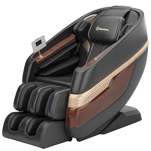 Real Relax Massage Chair Full Body, SL Track Zero Gravity Shiatsu Recliner with Yoga Stretch APP Control, Favor 08 Black
