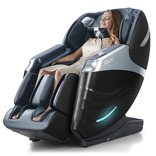 RELX Massage Chair Full Body, Zero Gravity SL-Track Shiatsu Massage Chair, 12 Modes, Airbag Massage, with Yoga Stretch, Foot Massage, AI Control（Black）
