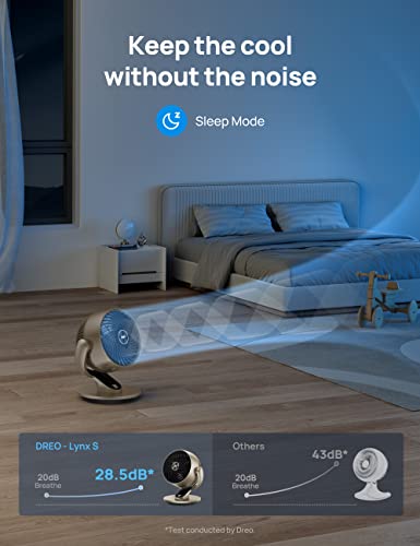 Dreo Smart Desk Fan for Bedroom, 13" H Whole Room Air Circulator Fan, 120° Vertical Manual +90° Oscillating Fan with Voice/Google/Alexa, 70 ft, 4 Speeds, 5 Modes, 12H Timer Table Fan for Office, Home