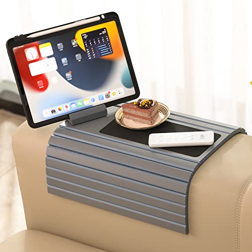 GEHE Sofa Arm Tray Table for Couch Flexible/Foldable Sofa Tray 360° Rotating Phone Holder Couch Arm Table Perfect for Drinks Snacks Remote Control or Phone Great Arm Tray for Couch Armrest