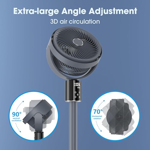 Standing Fan with Remote/Smart Touch,Oscillating Quiet Floor Fans for Home Bedroom,Adjustable Height,12H Timer,Tall Tabletop/Pedestal Fan for Cooling and Sleep,100ft Air Circulator Fan,3 Speeds