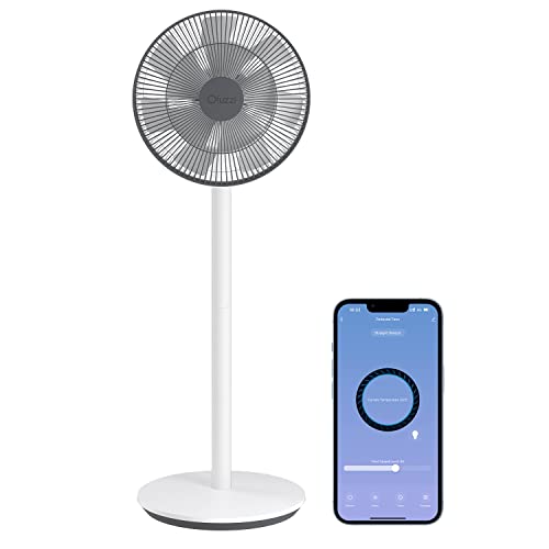 Ofuzzi Breeze 10 Smart Pedestal Fan for Bedroom, Smart Fans works with Alexa/Google, 27db Pedestal Fan for Indoors, 100 Speeds, 140° Oscillating Fan, 46ft Vented Portable Stand Fan for Quiet Spaces