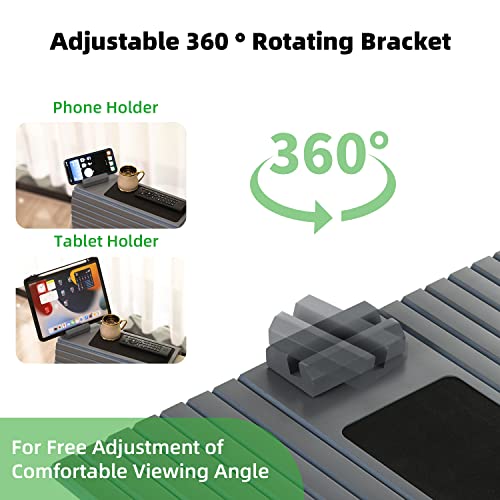 GEHE Sofa Arm Tray Table for Couch Flexible/Foldable Sofa Tray 360° Rotating Phone Holder Couch Arm Table Perfect for Drinks Snacks Remote Control or Phone Great Arm Tray for Couch Armrest