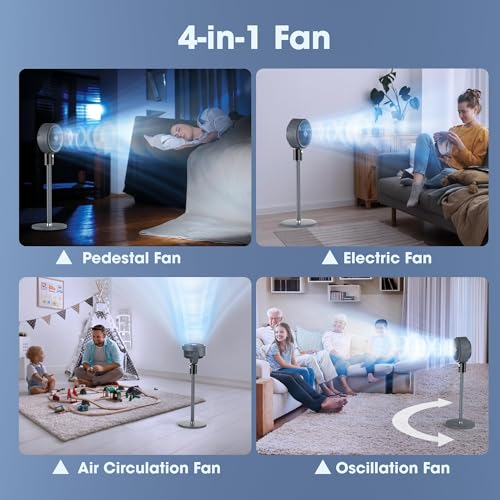 Standing Fan with Remote/Smart Touch,Oscillating Quiet Floor Fans for Home Bedroom,Adjustable Height,12H Timer,Tall Tabletop/Pedestal Fan for Cooling and Sleep,100ft Air Circulator Fan,3 Speeds