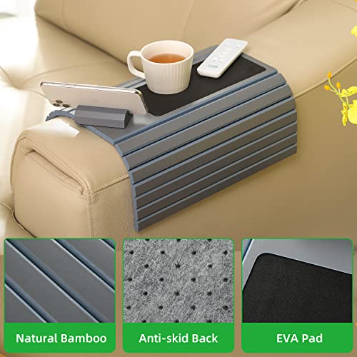 GEHE Sofa Arm Tray Table for Couch Flexible/Foldable Sofa Tray 360° Rotating Phone Holder Couch Arm Table Perfect for Drinks Snacks Remote Control or Phone Great Arm Tray for Couch Armrest