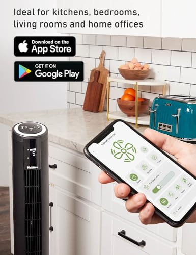 HOLMES 42" SmartConnect WI-FI Digital Tower Fan, ClearRead Display, Alexa Voice Control, 90° Oscillation, 5 Speeds, 4 Modes, 8-Hour Timer, Home, Bedroom or Office, Remote Control, Matte Black