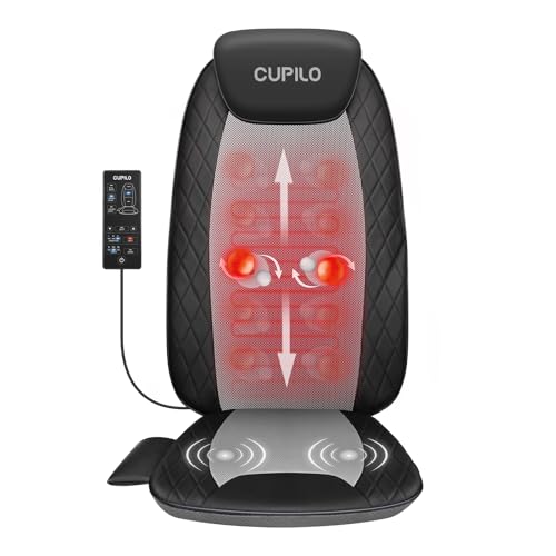 CuPiLo Shiatsu Back Massager with Heat, Deep Tissue Massage Chair Pad, Back Support Inflatable Flap Chair Massage Seat Cushion, Seat Massage Pad for Chair, Stress Relief, Ideal Gifts for Her,Him