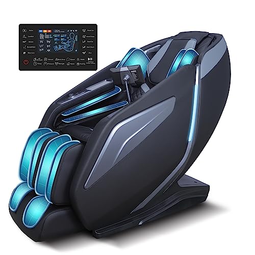 RelaxRelife Full Body Zero Gravity Massage Chair with Body Scan 4D Intelligent Shiatsu Strecth Massage, Back/Leg Heated with AI Voice Control Bluetooth Speaker Airbags SL Track Massage Black