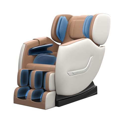 SMAGREHO 2022 Full Body Electric Zero Gravity Shiatsu Massage Chair with Back Heating and Foot Roller for Home and Office (Khaki)