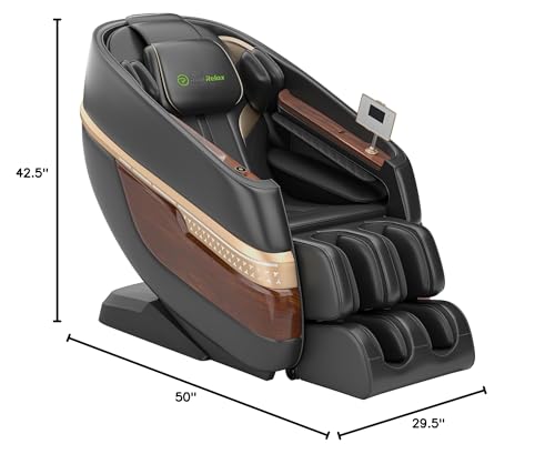 Real Relax Massage Chair Full Body, Zero Gravity SL-Track Shiatsu Recliner with Heat Yoga Stretch Bluetooth Foot Roller, F8