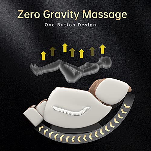 SMAGREHO 2022 Full Body Electric Zero Gravity Shiatsu Massage Chair with Back Heating and Foot Roller for Home and Office (Khaki)