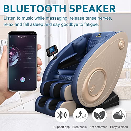Massage Chair Blue-Tooth Connection and Speaker, Recliner with Zero Gravity with Full Body Air Pressure, Easy to Use at Home and in The Office