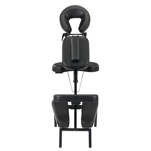 Master Massage Apollo Extra Large Size Portable Massage Chair-Lightweight Aluminum Tattoo Foldable-Sitting Posture Folding Massage Chair-with Larger Cushions and Wheels Bag-in Black