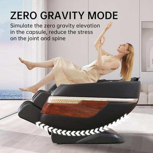 Real Relax Massage Chair Full Body, Zero Gravity SL-Track Shiatsu Recliner with Heat Yoga Stretch Bluetooth Foot Roller, F8