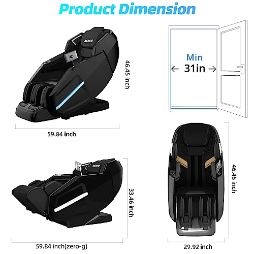 MMQ Massage Chair Zero Gravity Full Body, SL Track Electric Shiatsu Recliner with Foot Rollers,Yoga Stretching, Bluetooth, Built-in Heat Therapy Air Massage System -Plug and Play
