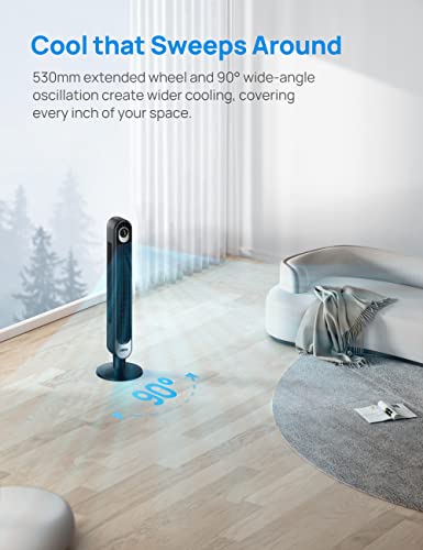 Dreo Smart Tower Fan WiFi Voice Control, Works with Alexa/Google, Cruiser Pro T1S Floor Standing Bladeless Oscillating Fan with Remote, 6 Speeds, 4 Modes, 12H Timer, for Indoor Bedroom Home Office