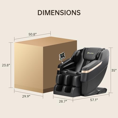 Real Relax Full Body Massage Chair, Zero Gravity Mode, Deep Tissue Massage Chair, Foot Massage, 8 Fixed Massage Roller, LCD Touch Screen, Waist Heater, Bluetooth, Suitable for 5.1-5.7Ft Height, Black