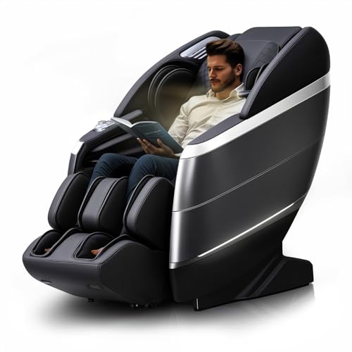 HealthRelife 4D Massage Chair Full Body, 166° Flexible Track, 18 Modes Massage, 11 Massage Technique, 36 Airbag Massage, with Yoga Stretch, Foot Massage, Zero Gravity Massage Recliner（Black）