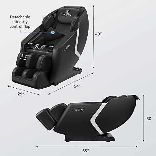 COMFIER Massage Chair Recliner,Full Body Massage Chair, Zero Gravity,Bluetooth Speaker, 6 Auto Program,Air Compression, 4D Shiatsu Kneading,Heat,Foot Rolling,Chair Massager, Black