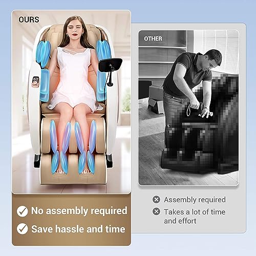 Mazzup Massage Chair Full Body with Heat, Full Body Zero Gravity Shiatsu Massage Chair, Kneading Massage Chair Recliner with SL-Track, Foot Massage, Bluetooth, USB Charging Port MU313 (White)
