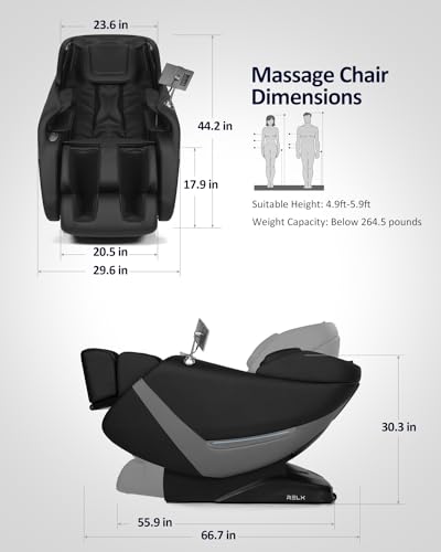 RELX Massage Chair Full Body, Zero Gravity Shiatsu Massage Chair with SL Track, Yoga Stretching, Foot Rollers, Waist Heating, AI Voice Control and Bluetooth (Venus Pro Black)