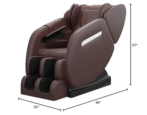 SMAGREHO Massage Chair Recliner with Zero Gravity, Full Body Air Pressure, Heat and Foot Roller Included, Brown