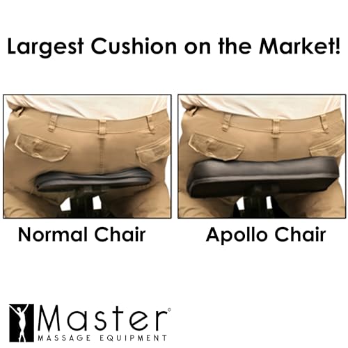 Master Massage Apollo Extra Large Size Portable Massage Chair-Lightweight Aluminum Tattoo Foldable-Sitting Posture Folding Massage Chair-with Larger Cushions and Wheels Bag-in Black