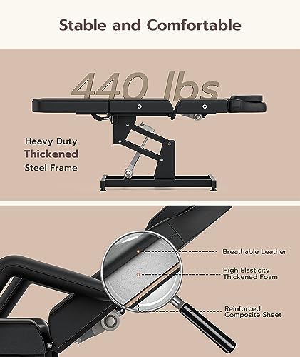 Icoget Fully Electric Esthetician Bed Tattoo Chair Bed, 3 Motor Facial Bed for Client, Professional Beauty Bed Spa Chair Massage Table for Lash Extensions, All Remote Control, Black