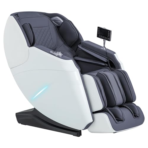 MassaMAX 2024 MD306 Pro Massage Chair - Full Body Relaxation with Yoga Stretch, Zero Gravity, SL Track, Foot Rollers, Airbags, Heating (White)