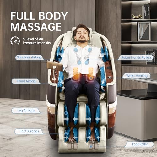 Real Relax Massage Chair Full Body, SL Track Zero Gravity Shiatsu Massage Recliner with APP Control, Favor 08 Brown