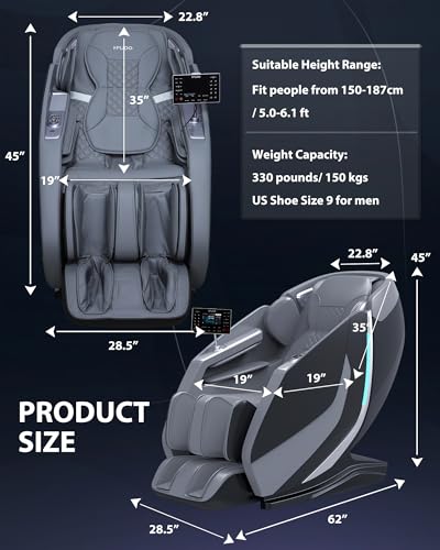 PUDO 2024 4D Massage Chair Full Body|Zero Gravity Shiatsu Massage Chairs Recliner with AI Voice with Heated SL Track Bluetooth Speaker Airbag Yoga Stretch, Foot Roller Auto Legrest (BlackGrey)
