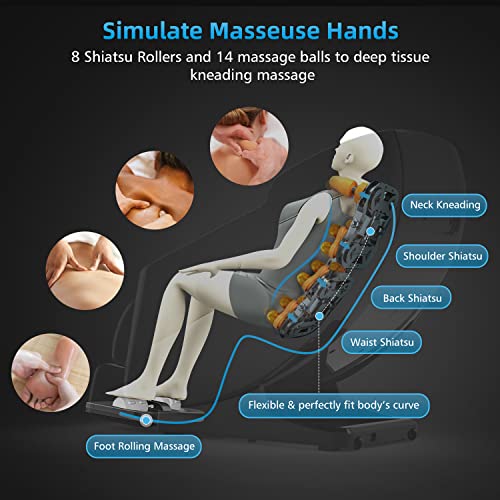 COMFIER Massage Chair Recliner,Full Body Massage Chair, Zero Gravity,Bluetooth Speaker, 6 Auto Program,Air Compression, 4D Shiatsu Kneading,Heat,Foot Rolling,Chair Massager, Black
