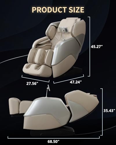 MeitFith Massage Chair Full Body: 2024 4D Massage Chair Full Body Zero Gravity Massage Chair 4D & 2D Dual-Mechanism Beige