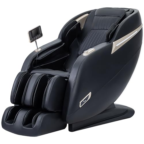 MassaMAX 2024 Full Body Massage Chair, Zero Gravity Recliner with Yoga Stretch, SL Track, Airbags, Heating, Touch Screen, and Foot Massage (MD906-Black)