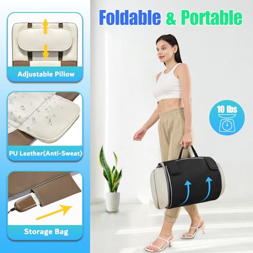 Full Body Massage Mat with Airbags Stretching & Heating, 3D Lumbar Traction & Relaxation, Back Massager Pad, 4 Modes 3 Intensities 3 Heat Levels, PU Leather, Portable & Foldable Design, Fit 5'1-6'0