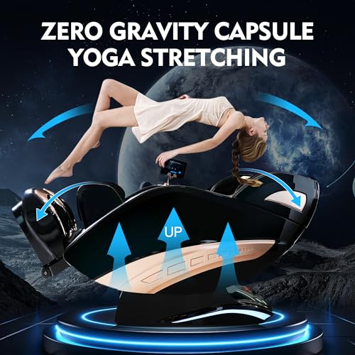 4D AI Voice Massage Chair, Full Body Zero Gravity SL-Track Shiatsu Massage Recliner Chair with Heat Body Scan Foot Roller,Bluetooth for Home, Office, Best Gifts for Dad