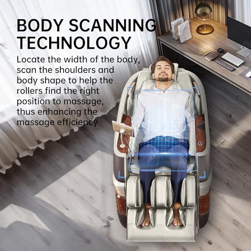 Real Relax Massage Chair Full Body, SL Track Zero Gravity Shiatsu Massage Recliner with APP Control, Favor 08 Brown