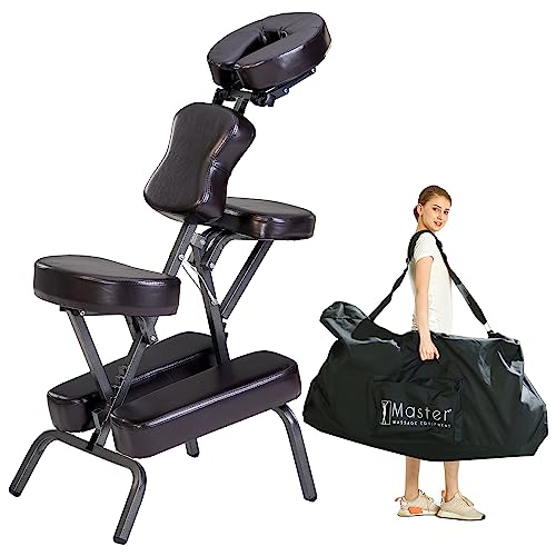 Master Massage Bedford Adjustable Portable Folding Full Body Massage Chair, Coffee, 11" x 14" x 39"