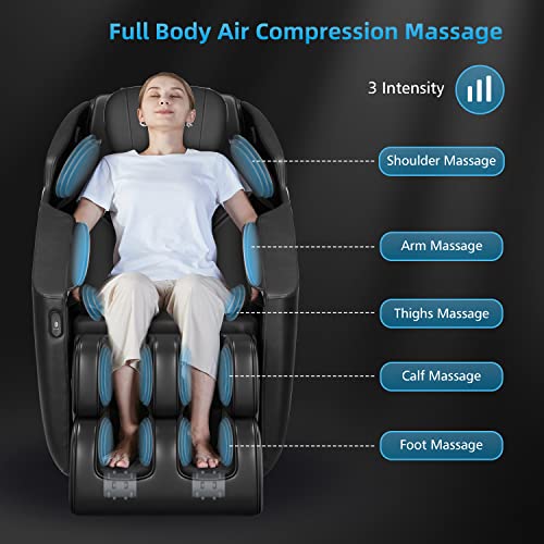 COMFIER Massage Chair Recliner,Full Body Massage Chair, Zero Gravity,Bluetooth Speaker, 6 Auto Program,Air Compression, 4D Shiatsu Kneading,Heat,Foot Rolling,Chair Massager, Black